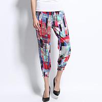 womens loose chinos pants casualdaily street chic print mid rise elast ...