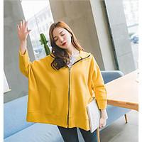 Women\'s Casual/Daily Simple Hoodie Solid Pure Color Hooded Micro-elastic Cotton Long Sleeve Spring Fall