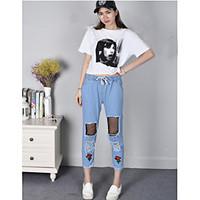 womens mid rise micro elastic jeans pants simple straight slim solid p ...