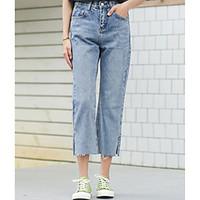 womens high rise micro elastic jeans pants sexy simple wide leg solid