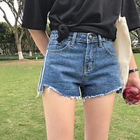 womens mid rise micro elastic jeans shorts pants simple slim solid