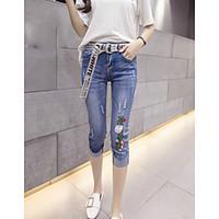 womens high rise micro elastic jeans pants simple slim solid