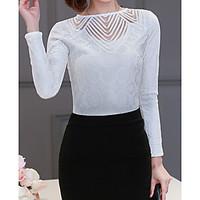 womens casualdaily simple blouse solid round neck long sleeve others