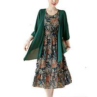 womens plus size formal vintage chinoiserie loose swing dress print ro ...