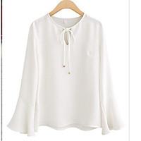 womens casualdaily simple summer t shirt solid round neck long sleeve  ...