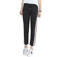 Women\'s Mid Rise Micro-elastic Chinos Sweatpants Pants, Simple Slim Solid
