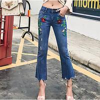 womens mid rise micro elastic jeans pants street chic simple bootcut s ...