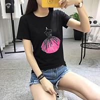 womens casualdaily simple t shirt solid floral round neck short sleeve ...