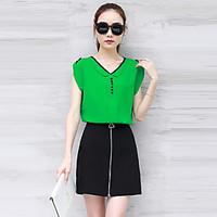 womens going out work simple sophisticated all seasons blouse solid v  ...