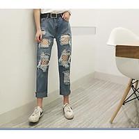 womens high rise micro elastic jeans pants street chic straight solid