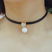 womens choker necklaces pendant necklaces pearl leather fashion adjust ...