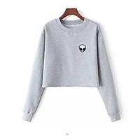 Women\'s Casual/Daily Sports Going out Active Simple Cute Sweatshirt Print Pure Color Animal Pattern Round Neck strenchy Cotton Long Sleeve