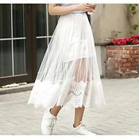 womens casualdaily midi skirts active a line pure color solid