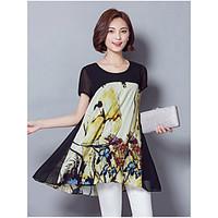 womens casualdaily simple chinoiserie blouse floral round neck short s ...