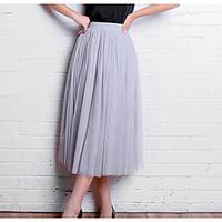 Women\'s Casual/Daily Midi Skirts, Active A Line Pure Color Solid