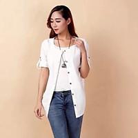 womens going out casualdaily chinoiserie shirt solid round neck long s ...