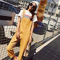 womens mid rise strenchy overalls pants street chic harem pure color a ...