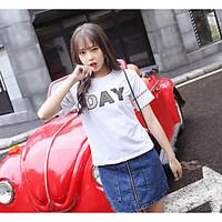 womens casualdaily simple spring t shirt letter round neck short sleev ...