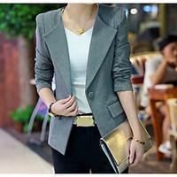 womens casualdaily simple spring blazer solid stand long sleeve regula ...