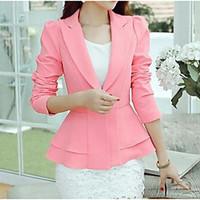 womens casualdaily simple spring blazer solid shirt collar long sleeve ...