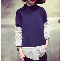 womens going out simple t shirt color block round neck long sleeve cot ...