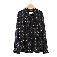 womens going out simple blouse polka dot asymmetrical long sleeve poly ...