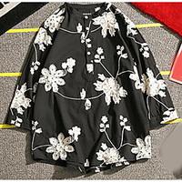 womens casualdaily chinoiserie t shirt print round neck sleeve cotton  ...