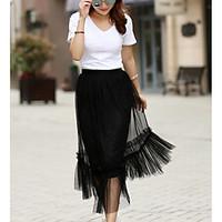 womens midi skirts simple a line pure color solid