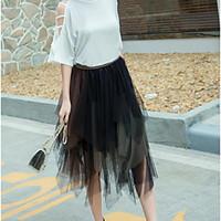 womens midi skirts simple a line pure color solid