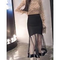 womens casualdaily midi skirts active a line pure color solid