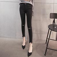 womens mid rise micro elastic jeans pants street chic skinny solid