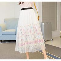 womens casualdaily midi skirts active a line pure color print