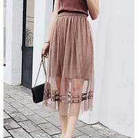 womens casualdaily midi skirts active a line pure color solid