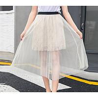 womens casualdaily midi skirts active a line pure color solid