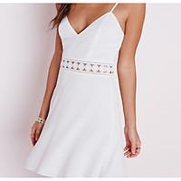 womens going out a line dress solid deep v midi sleeveless cotton summ ...