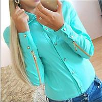 womens casualdaily simple shirt solid stand long sleeve cotton bamboo  ...