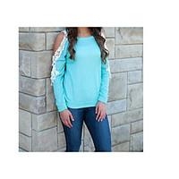 womens casualdaily simple t shirt solid round neck long sleeve cotton  ...