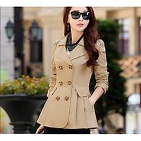 womens casualdaily simple fall coat solid stand long sleeve regular ot ...