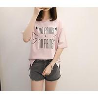 womens casual simple summer t shirt letter round neck half sleeve cott ...