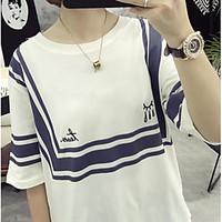 womens casualdaily simple summer t shirt print round neck length sleev ...