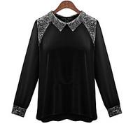 womens casualdaily simple fall shirt print shirt collar long sleeve co ...