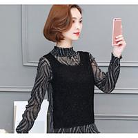 womens casualdaily simple spring blouse solid round neck long sleeve l ...