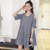 womens going out casualdaily beach simple cute swing dress check round ...