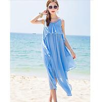 womens going out casualdaily chiffon dress solid strap midi sleeveless ...