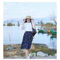 womens above knee skirts swing solid floral