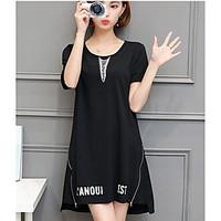 womens going out a line dress solid letter u neck above knee short sle ...