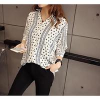 womens casualdaily simple shirt polka dot striped v neck sleeve rayon