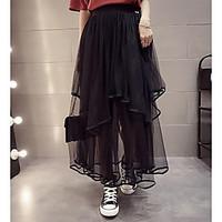 womens casualdaily midi skirts swing solid summer