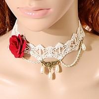 Women\'s Choker Necklaces Square Lace Pendant Imitation Pearl Fashion Jewelry ForWedding Party Special Occasion Anniversary Birthday Thank