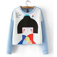 Women\'s Casual/Daily Sweatshirt 3D Print Round Neck Micro-elastic Cotton Long Sleeve